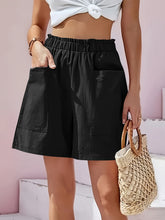 Full Size Pocketed Elastic Waist Shorts OutfitFlow